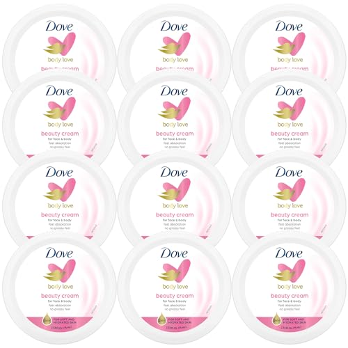 Dove Lotion Beauty Cream  Light FastAbsorbing Face and Body Cream for Normal to Dry Skin 24Hour Moisture Travel Size 253 Fl Oz Pack of 12